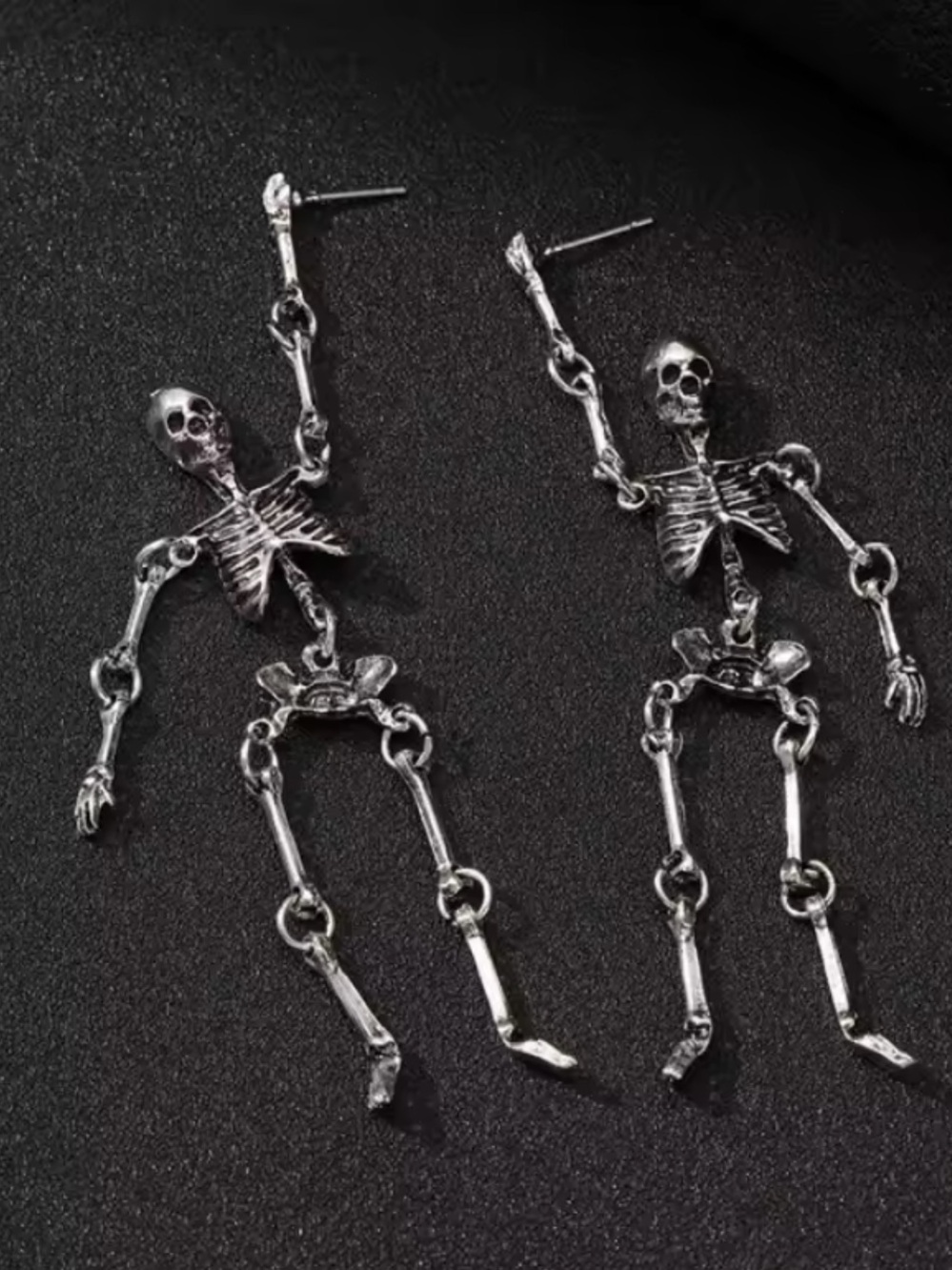 Silver Skeleton Dangle Halloween Festive Earrings - Women's Gothic Jewelry